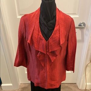 Classiques Entier Red Blazer with Ruffled Lapel